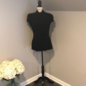 Express black high collar, capped sleeve shirt